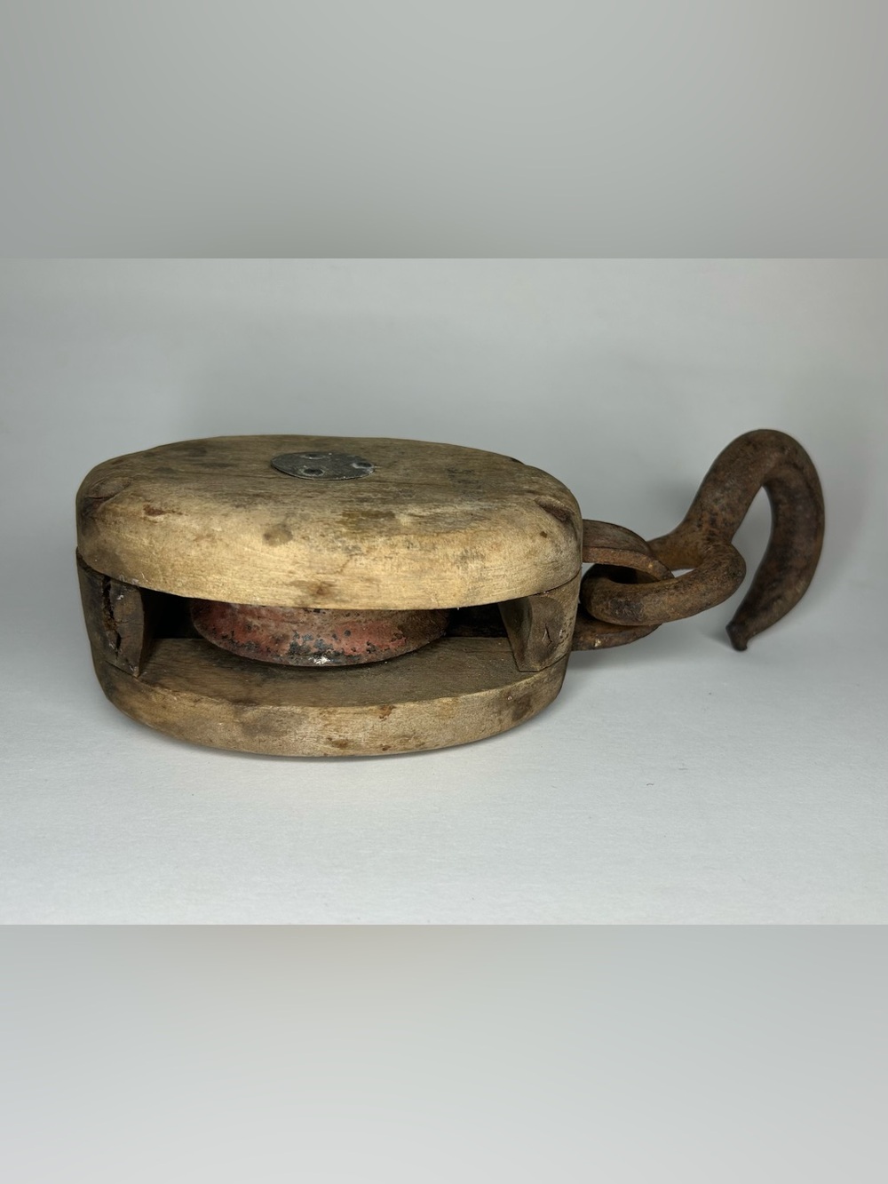 Vintage wooden hook pulley farmhouse nautical rustic decor